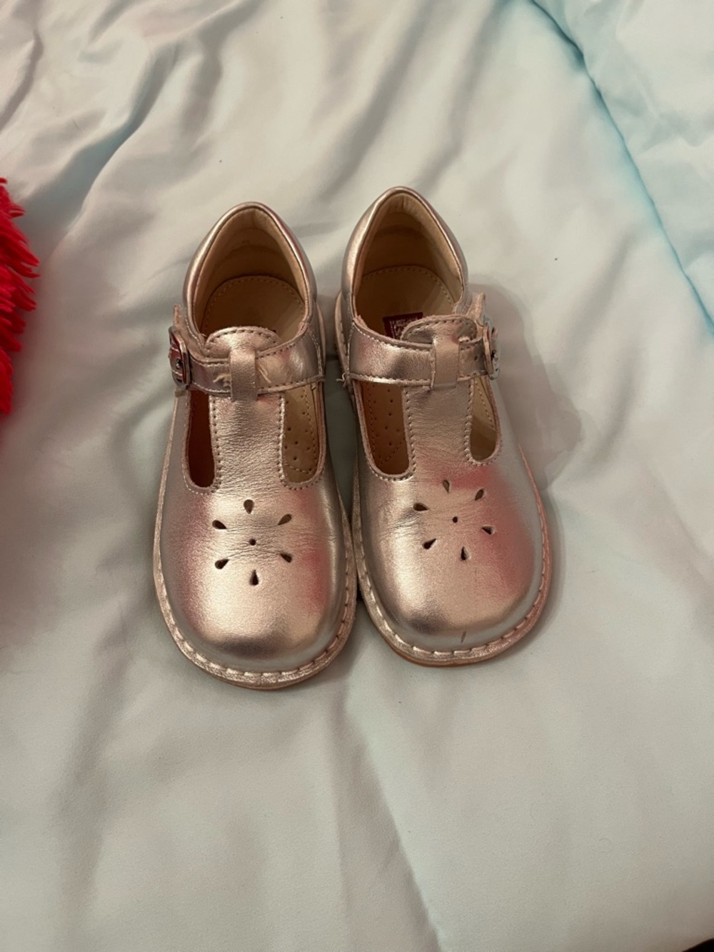 L'Amour Metallic Silver T-Strap Mary Jane Shoes for Kids